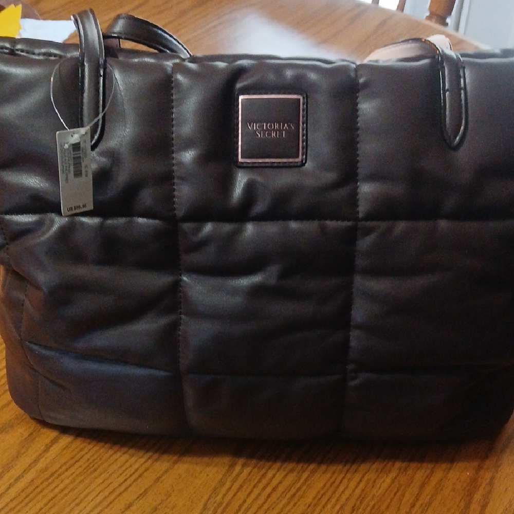 Victoria's Secret Dark Brown Quilted Tote
